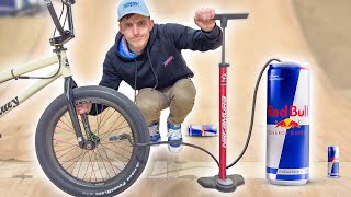 GONFLER DES PNEUS DE VÉLO AVEC DU REDBULL ?