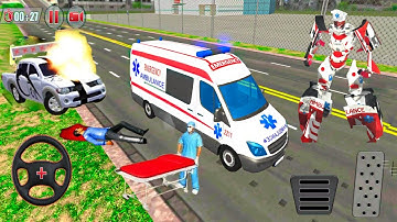 Ambulance Robot Car Transform #5 Emergency Robot City Rescue Simulator - Android Gameplay