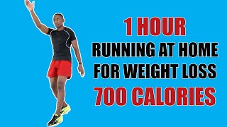 1 Hour HIIT Running at Home for Weight Loss  Burn 750 Calories Running in Place