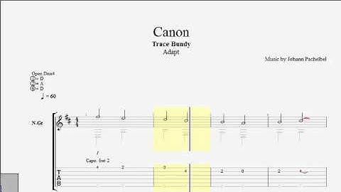 Canon In D (Johann Pachelbel) - TAB Guitar Trace Bundy