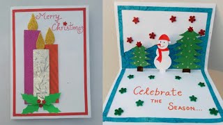 DIY Christmas card|Making popup Christmas card for kids|Snowman crafts for kids|Christmas tree card