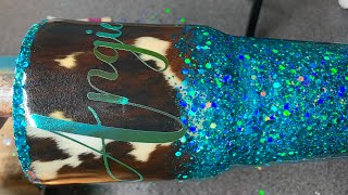Cowhide waterslide and glitter tumbler tutorial