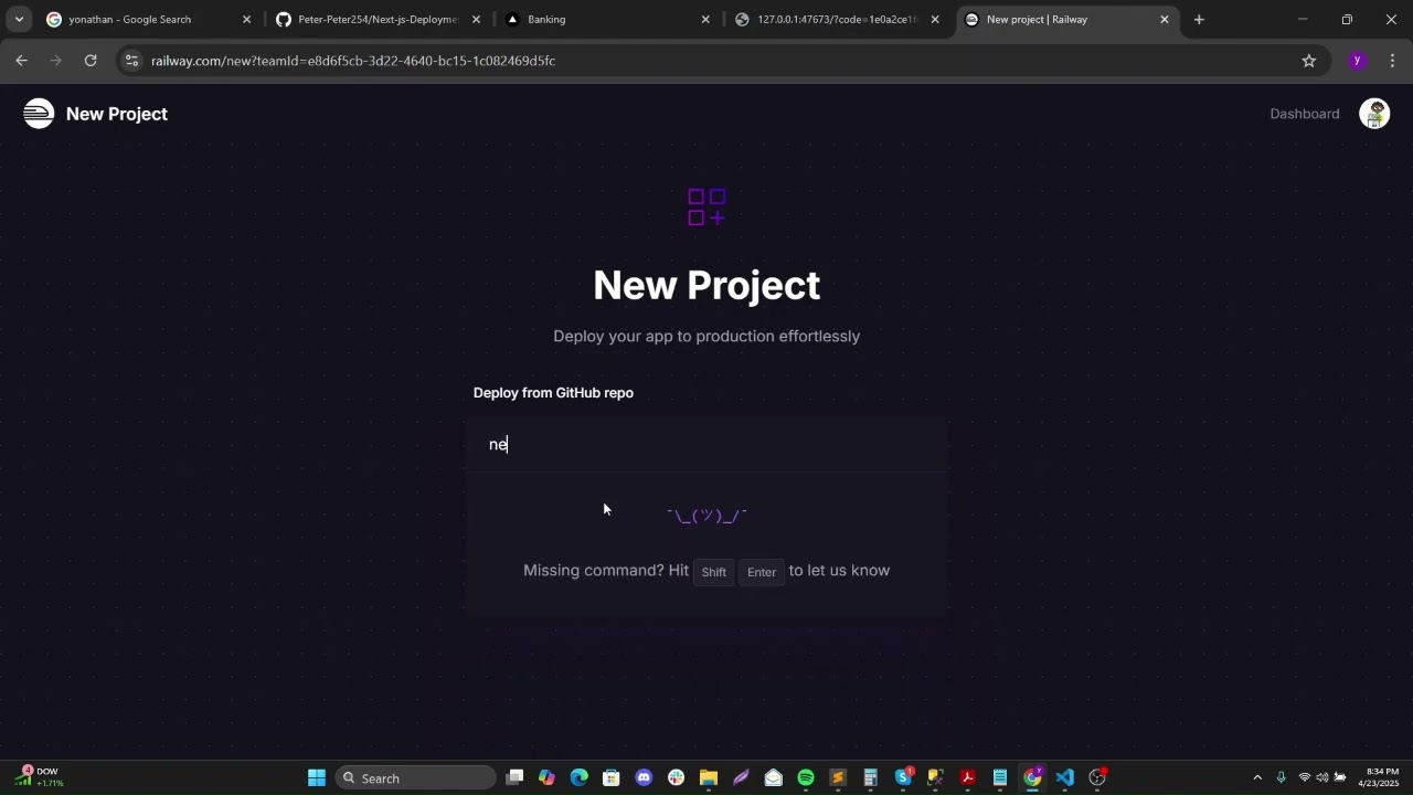 Deploying Next Js Application (Via Github) to Railway App.