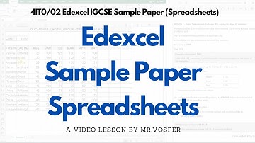 IGCSE ICT Sample Paper (Spreadsheets) EDEXCEL Microsoft Excel