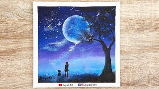 Moonlight Beauty Acrylic Painting for Beginners | Joy of Art 238
