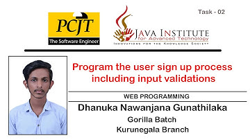 Web Programming | Web Project Task 02 | Sign-Up Process & Input Validations Part | Java Institute