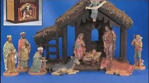 Beautiful Hand Crafted 10 Piece DiGiovanni Nativity Set with Wood Stable - GFCHR1039