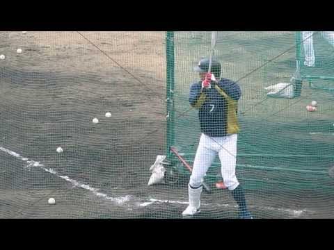 バッティング練習をする糸井嘉男選手（#7）。オリックス春季キャンプ2014