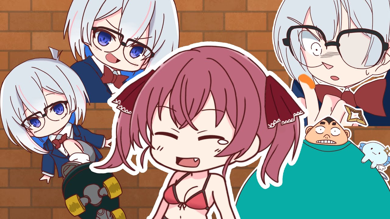 【手描き】コナンと光彦のモノマネでお互い大爆笑するかなマリ【マイクラ／宝鐘マリン／天音かなた／ホロライブ／切り抜き動画】