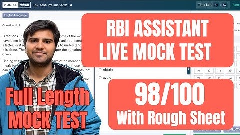 RBI ASSISTANT LIVE MOCK TEST |  FULL LENGTH LIVE MOCK TEST| PRACTICE MOCK