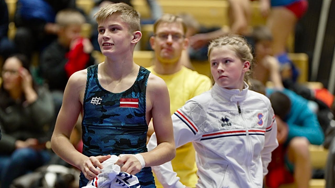 U17 De. Daliba (LAT) vs Dm. Daliba (LAT) 52kg. Youth boys freestyle wrestling.