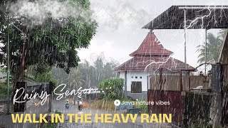 Walk in the Heavy Rain Bomb in Village | Eliminate all your stress with Heavy Rain Sounds