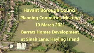 Hayling Island Infrastructure - HBC Planning Committee Meeting 10 March 2021 - Barratt Sinah Lane