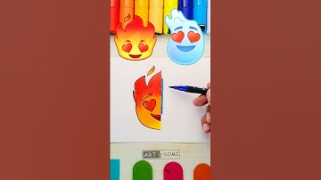 ELEMENTAL Mix Emoji  #art #elemental #mixemoji #creativeart #shorts #ytshort #howtodraw #posca