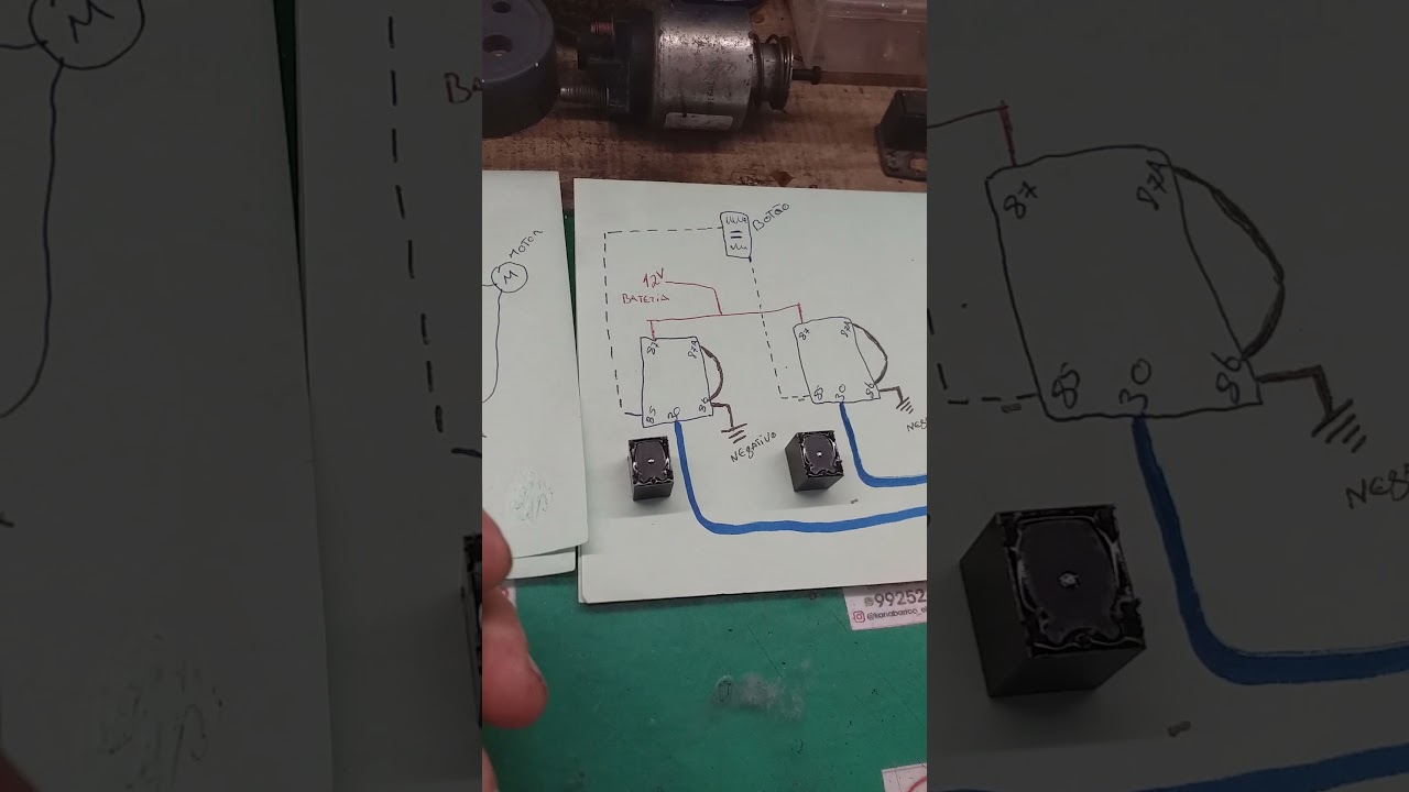 Esquema de ligação para vidro elétrico com mini relé