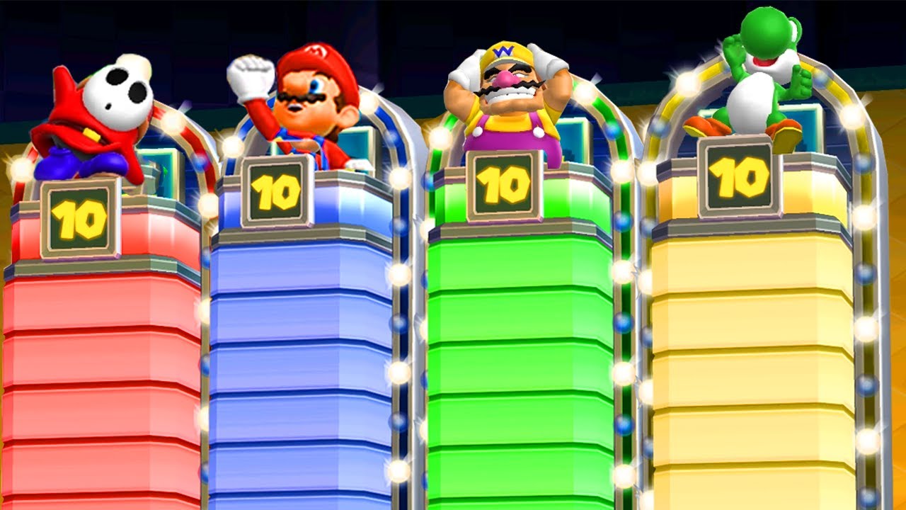 Mario Party 9 Minigames - Mario vs Yoshi vs Wario vs Shy Guy