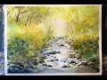 Lois simple beginners sunlit woodland stream watercolour landscape watercolor painting tutorial