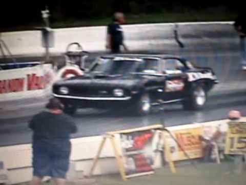 Keith Falcone,1969 black camaro,wheelstan...  at lebanon valley dragway,ny,Augus...  2009