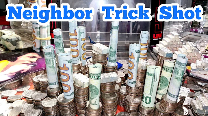NEIGHBOR TRICK SHOT ... Playing The High Limit Coin Pusher Jackpot WON MONEY ASMR