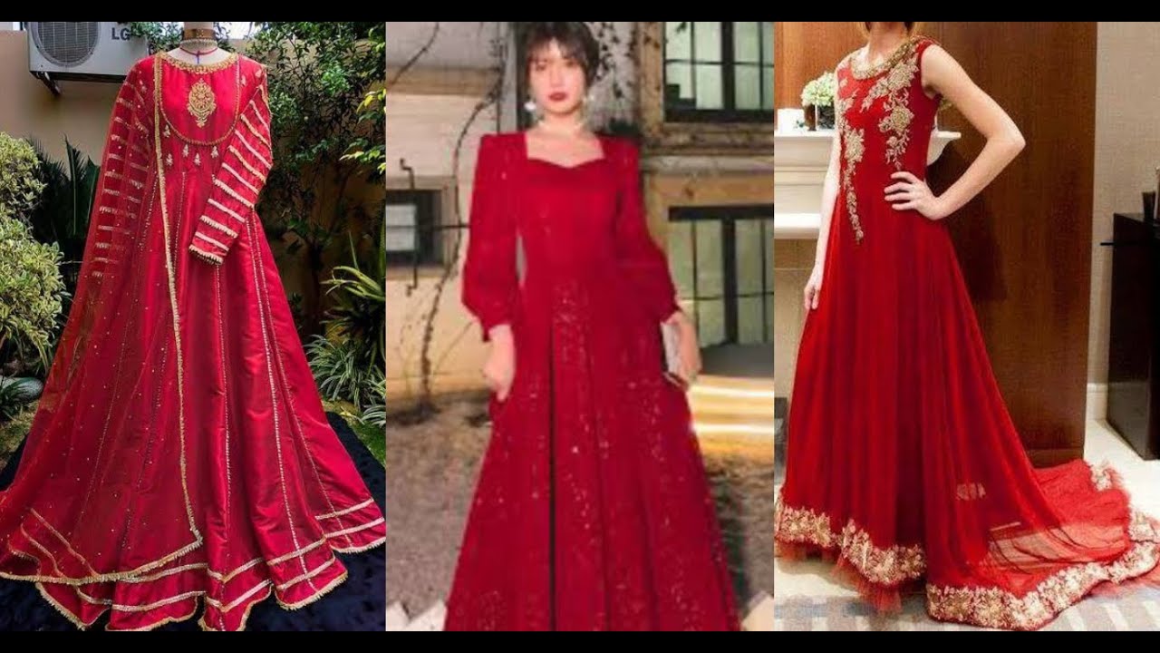 Latest Party Wedding Red Colour Frocks Design Beautiful Red Colour Maxresdefault