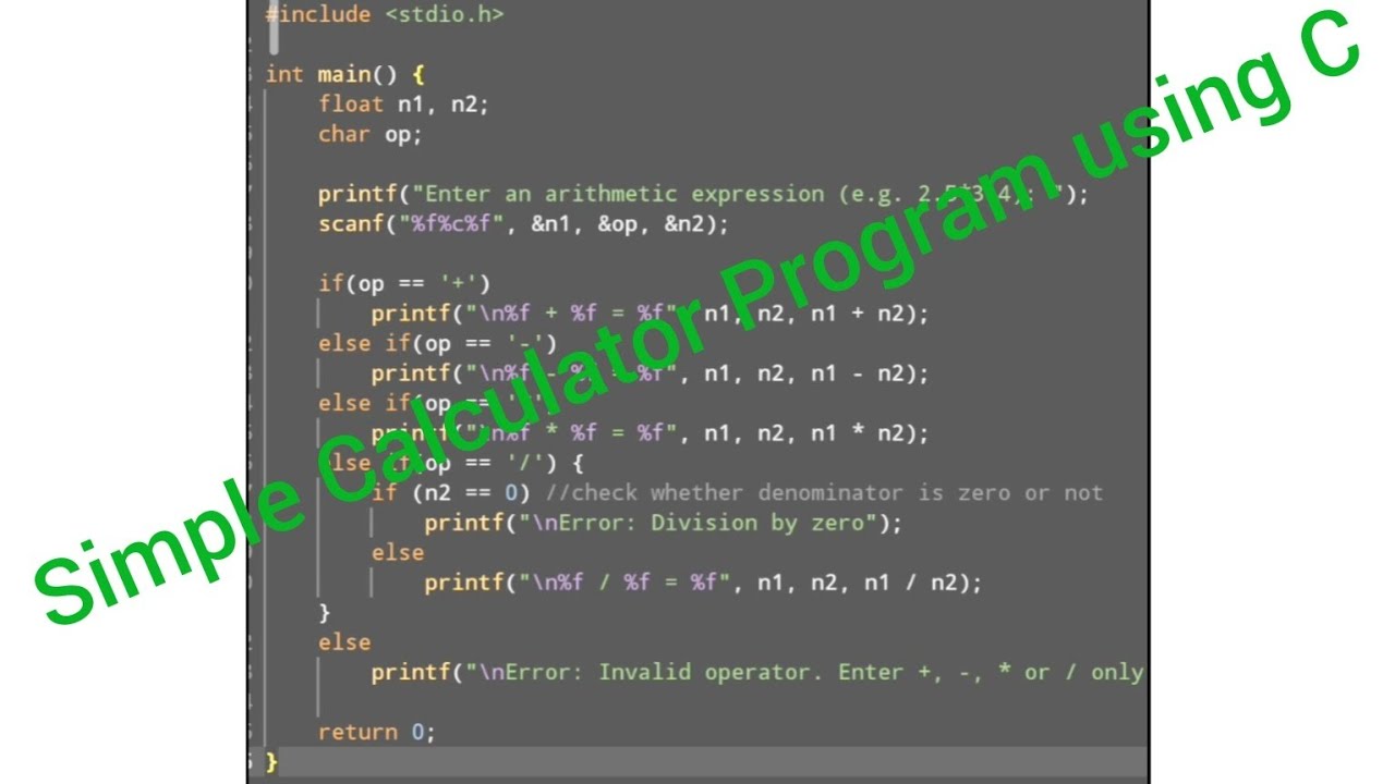 Simple Calculator program using C - YouTube