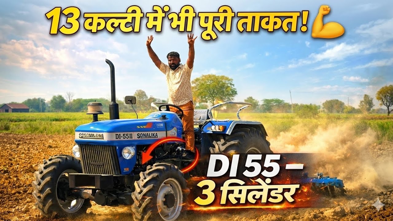 13 के कल्टी में भी नहीं रुका! 💪 Sonalika DI 55 3 सिलेंडर 4x4 Power Test | 