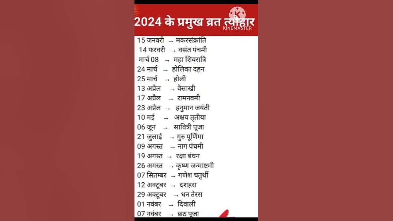 2024 के सारे व्रत त्योहार 2024 vrat tyohar list।2024 festival list