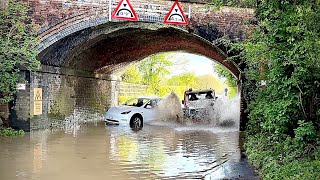 Electric vehicles fail too || Vehicles Vs Deep Water || Flooded Roads Compilation