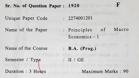 Principles of Macro Economics 1 Question Paper GE PYQ BA Programme #delhiuniversity