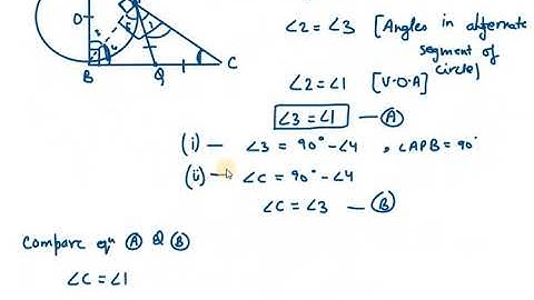 6. In a right triangle ABC in which ∠B = 90°, a circle is drawn with AB as diameter intersecting the