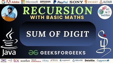 Sum Of Digit Using Recursion || GFG || DSA || JAVA || TAMIL