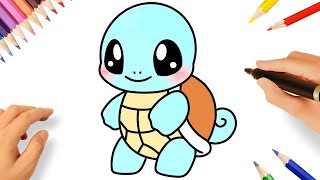 CÓMO DIBUJAR A SQUIRTLE KAWAII FACIL 💙