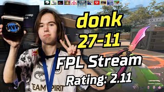 donk (2711) rating: 2.11 FPL Stream (overpass) | Feb 14, 2024 | CS2 POV/Stream