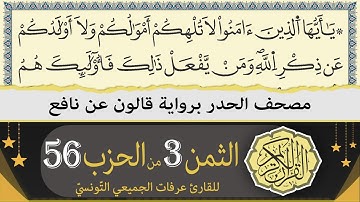 الثمن 3 من الحزب 56 | ختمة القران الكريم حدرا برواية قالون عن نافع | القارئ عرفات الجميعي التونسي