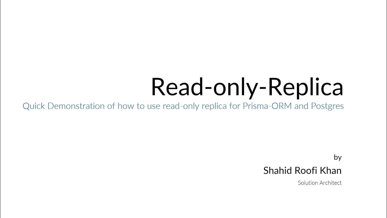 Read-Only Database Replica using Prisma-ORM/NestJS