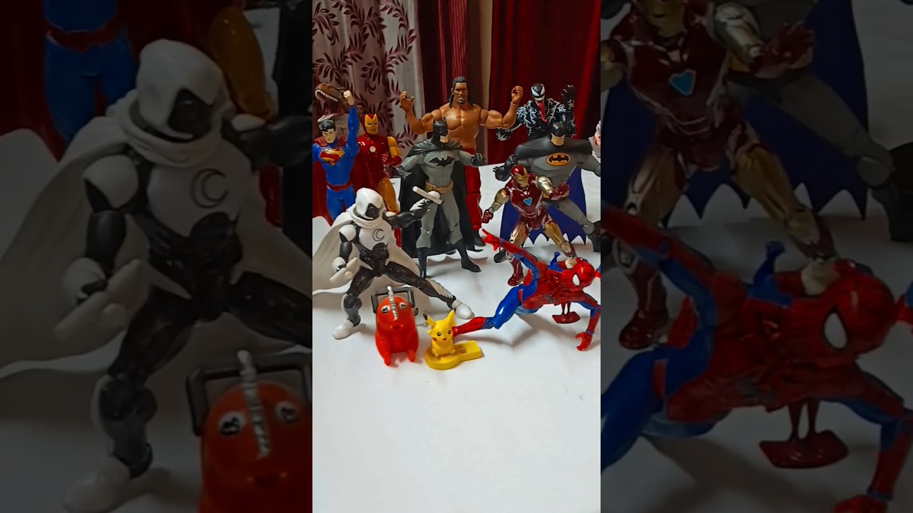 Superheroes Assemble , Spider-Man , Avengers, Batman Superman,Goku,Moonknight,Khali #actionfigures