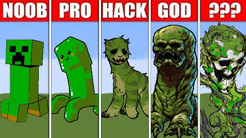 PIXEL ART (NOOB VS PRO VS HACKER VS GOD) CREEPER IN MINECRAFT