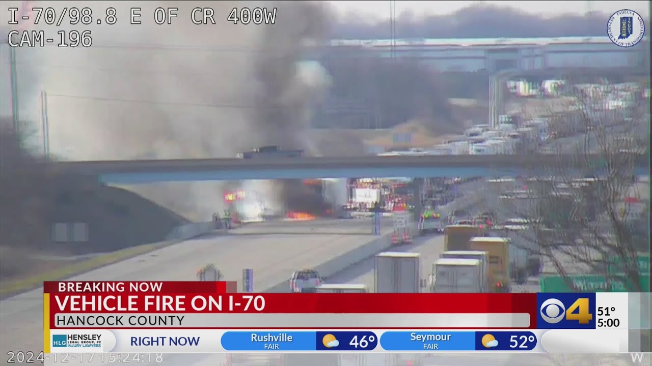 All lanes closed on I-70 due to vehicle fire - YouTube