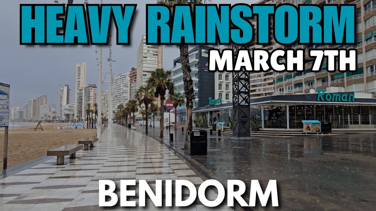 Benidorm Hit By HEAVY RAINSTORM.. 😨🌧️ EMPTY Beach & FLOODED Streets!