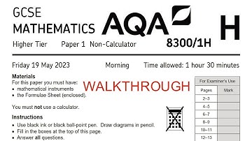 AQA GCSE Maths June 2023 Higher exam paper 1 Walkthrough