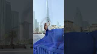 Mesmerizing Blue Flying Dress Photoshoot & Videography Near Burj Khalifa Dubai | Book Now