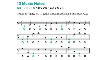 F clef (bass clef): Learn to read the G note in less than 2 minutes (12 notes - 2024)
