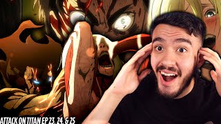 INSANE SEASON FINALE! Titan Eren vs Titan Annie!!! | Attack on Titan Episode 23, 24, & 25 Reaction |