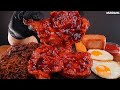 ASMR MUKBANG | Black Bean Noodles &amp; Spicy Fried Chicken SPAM EATING 짜슐랭 맘스터치 양념치킨 스팸 먹방!