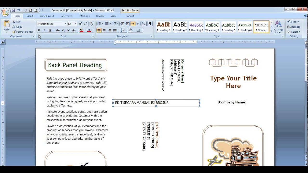 Cara Membuat Brosur Di Microsoft Word 2007 Youtube