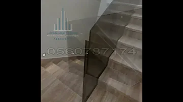 درابزين زجاج 12 ملم مع كونكتر جانبي أصلي لون اسود مع فريم علوي يوشانيل أسود 