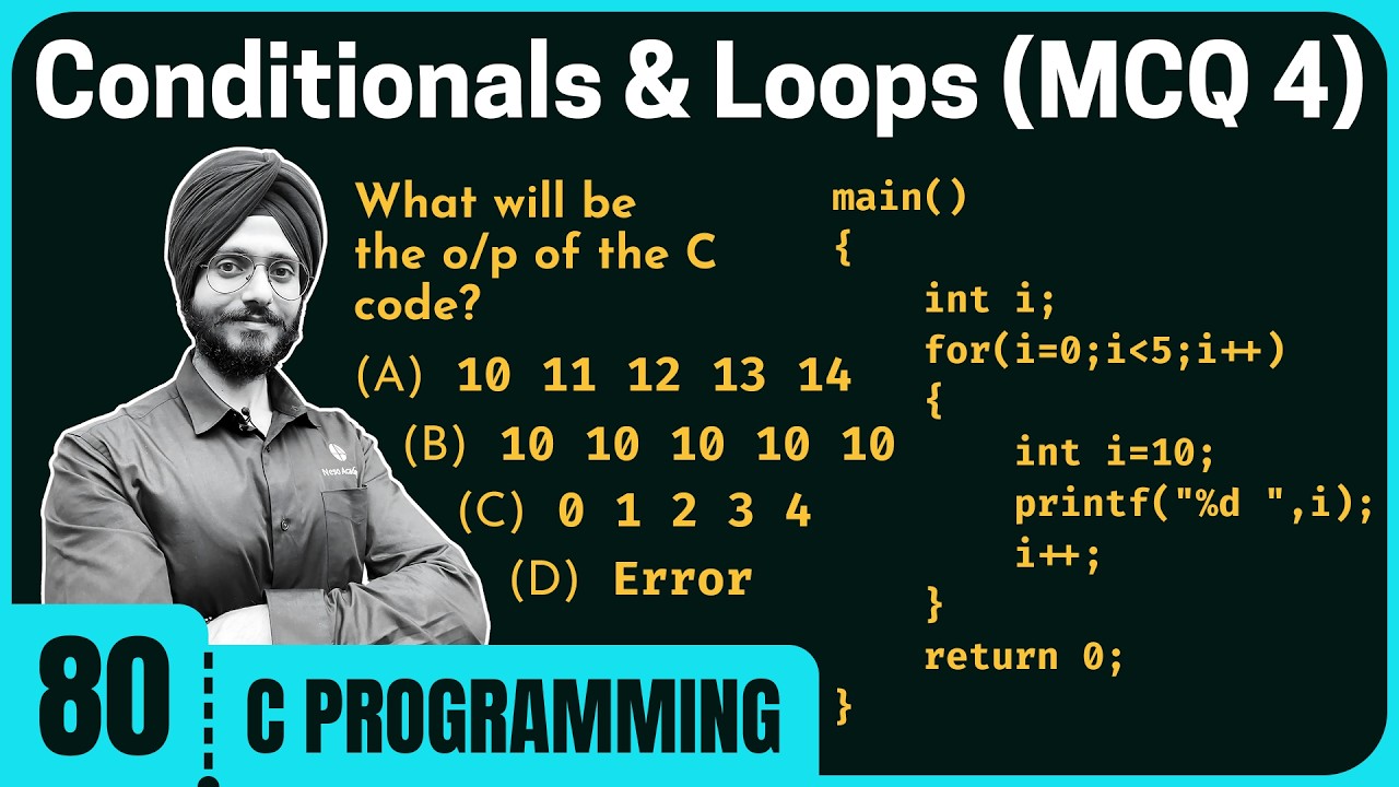 Conditionals and Loops in C (Solved MCQ 4) - YouTube