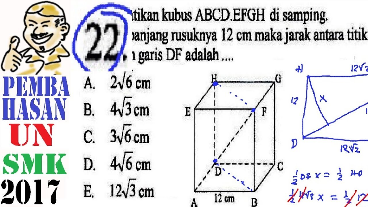 Un Smk 2017 Matematika Pembahasaan No 22 Jarak Titik Ke Diagonal