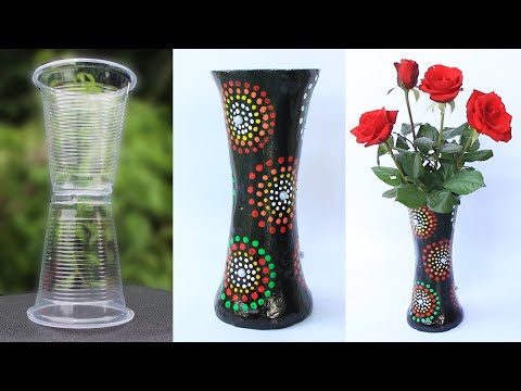 How to make flower vase from plastic cup and Plaster