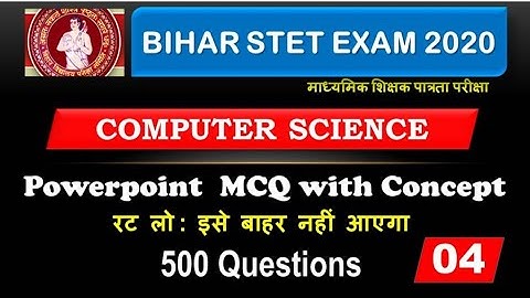 Bihar STET 2020 ll PowerPoint 500 Expected Questions For Bihar STET Computer Science ll Set 4🏅